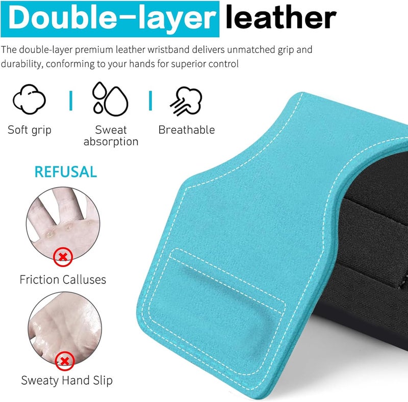 Bbtops Weight Lifting Wrist Strap, Double-Layer Leather Wrist Straps for Gym Strength Training Weightlifting,Deadlift and Powerlifting, Enhance Grip Strength Neoprene Padding Gym Workout Lifting Straps for Men & Women (Pair) - Image 5